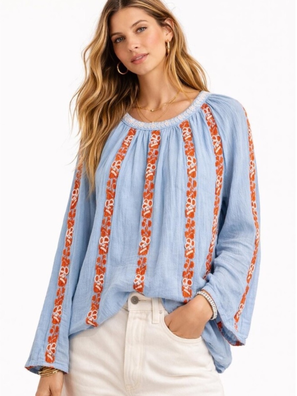 Tory Burch Alexandria‎ Beaded Peasant Top